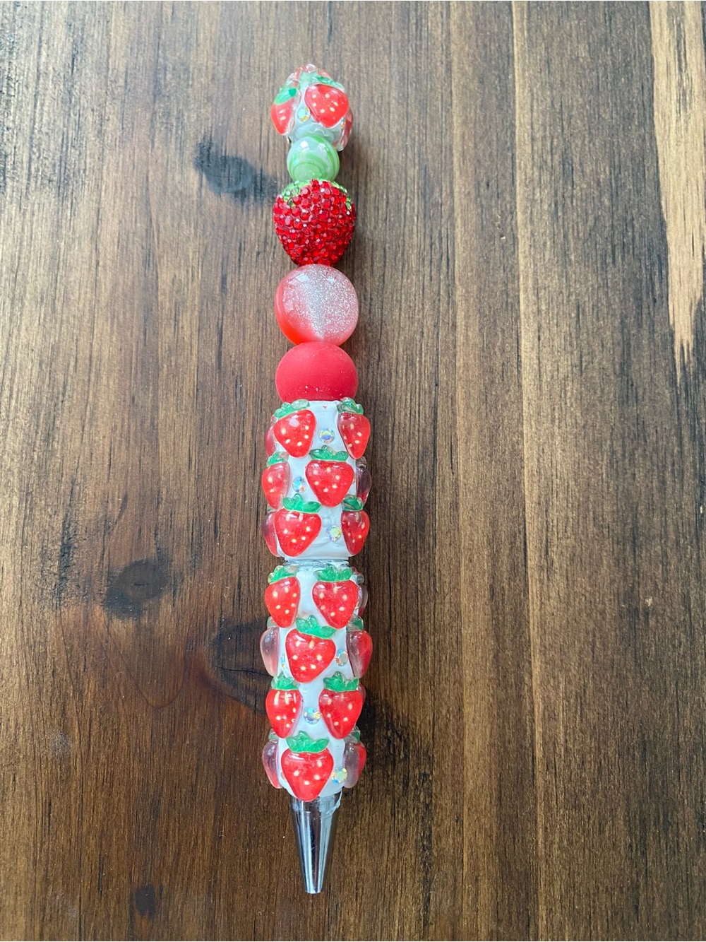 Strawberry Bead Hair Stick - Red